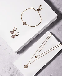 Dkny Crystal Heart Drop Lever Back Earrings
