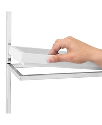 Wall Mount 3-Tier White and Chrome Bathroom Shelf with towel Bar and Removable Trays