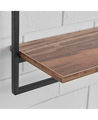 Danya B Framed Wall Art 4-Piece Modern Shelf Set, Black Metal Frame and Rustic Distressed Mdf Shelves