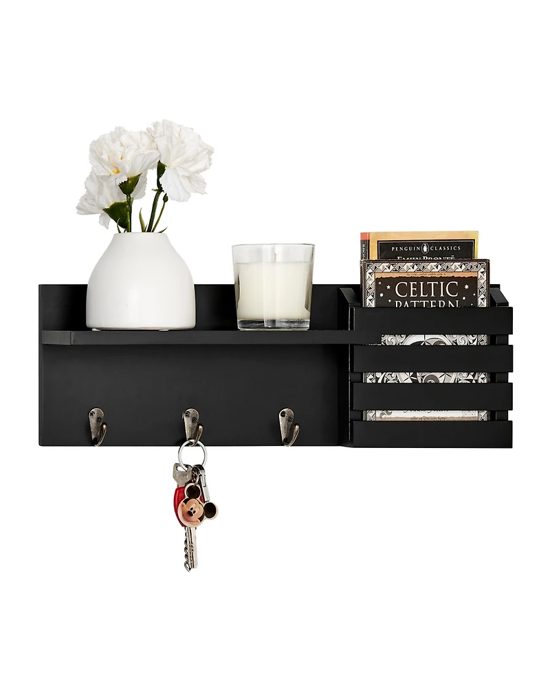 Danya B Utility Shelf with Pocket and Hanging Hooks