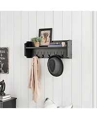 Danya B Entryway Floating Utility Wall Shelf with Hooks