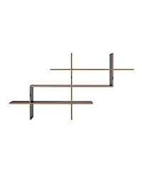 3-Tier Ladder Cantilever Cubby Accent Wall Shelf with Criss Cross Asymmetrical Modern Design