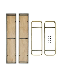Danya B Two-Tier Warm Gold-Tone and Washed Oak Brown Metal Hanging Bracket Wall Mounted Shelf