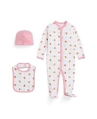 Polo Ralph Lauren Baby Girls Bear Cotton 3-Piece Gift Set