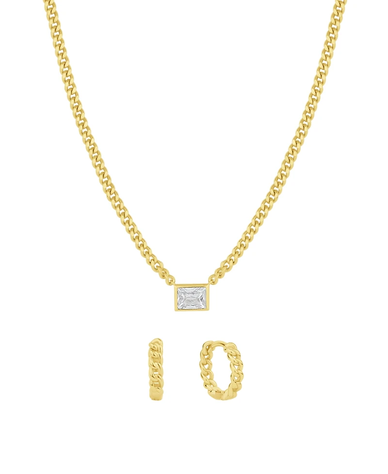 And Now This Cubic Zirconia Hoop Earring and Necklace with Jewelry Box Set