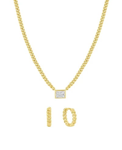 And Now This Cubic Zirconia Hoop Earring and Necklace with Jewelry Box Set