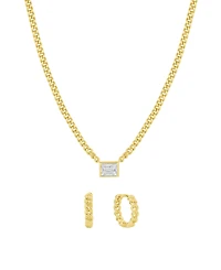 And Now This Cubic Zirconia Hoop Earring and Necklace with Jewelry Box Set