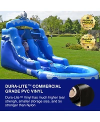 HeroKiddo 13 Dolphin Commercial Grade Water Slide with Pool for Kids and Adults (with Blower), Wet Dry Use, Outdoor Indoor, Birthday Party, Rental Qua