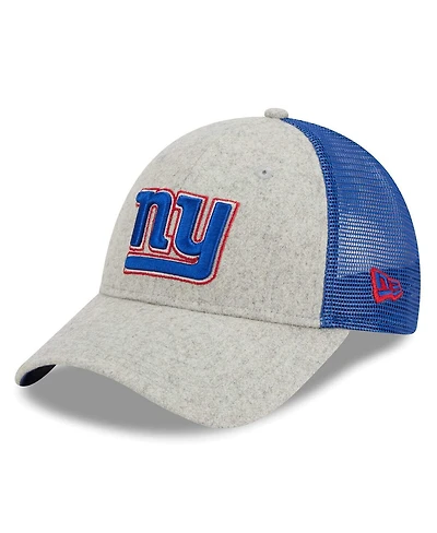 Men's New Era Heather Gray, Royal New York Giants Pop Trucker 9FORTY Adjustable Hat