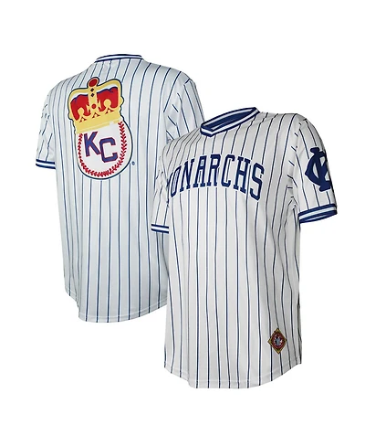 Men's Stitches White Distressed Kansas City Monarchs V-Neck Jersey