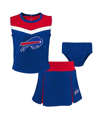 Girls Toddler Royal Buffalo Bills Spirit Cheer Three-Piece Cheerleader Set