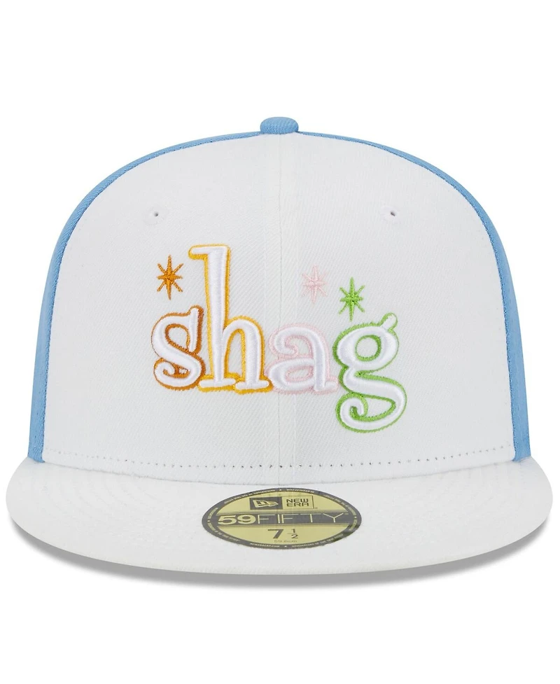 Men's New Era White Winston-Salem Dash Theme Nights Shags 59FIFTY Fitted Hat