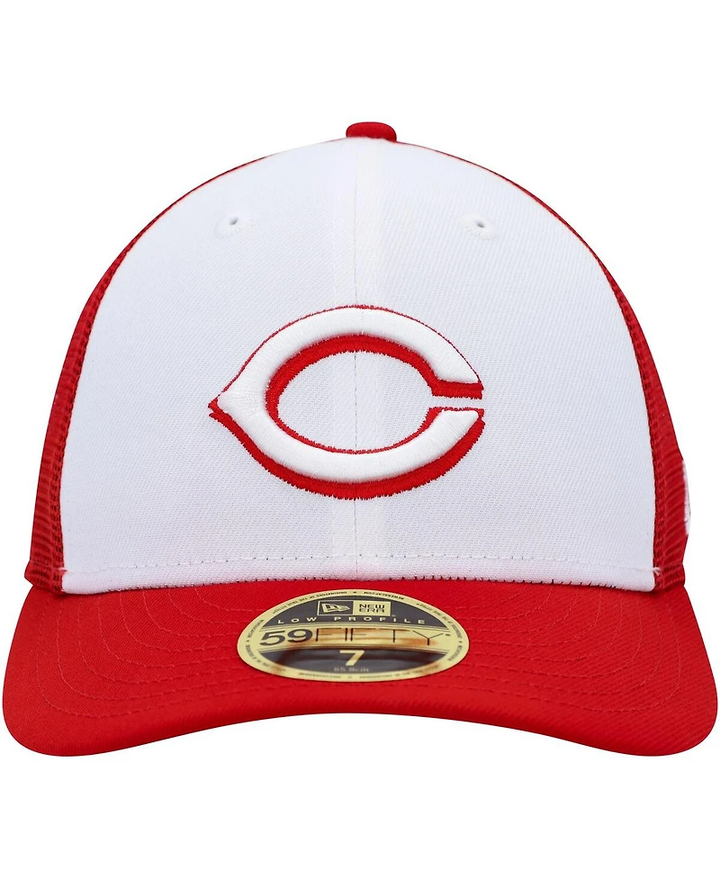 Men's New Era White, Red Cincinnati Reds 2023 On-Field Batting Practice Low Profile 59FIFTY Fitted Hat