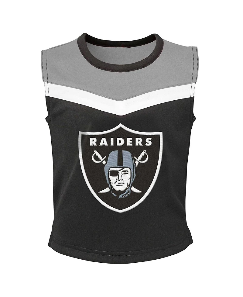 Big Girls Black Las Vegas Raiders Spirit Two-Piece Cheerleader Set
