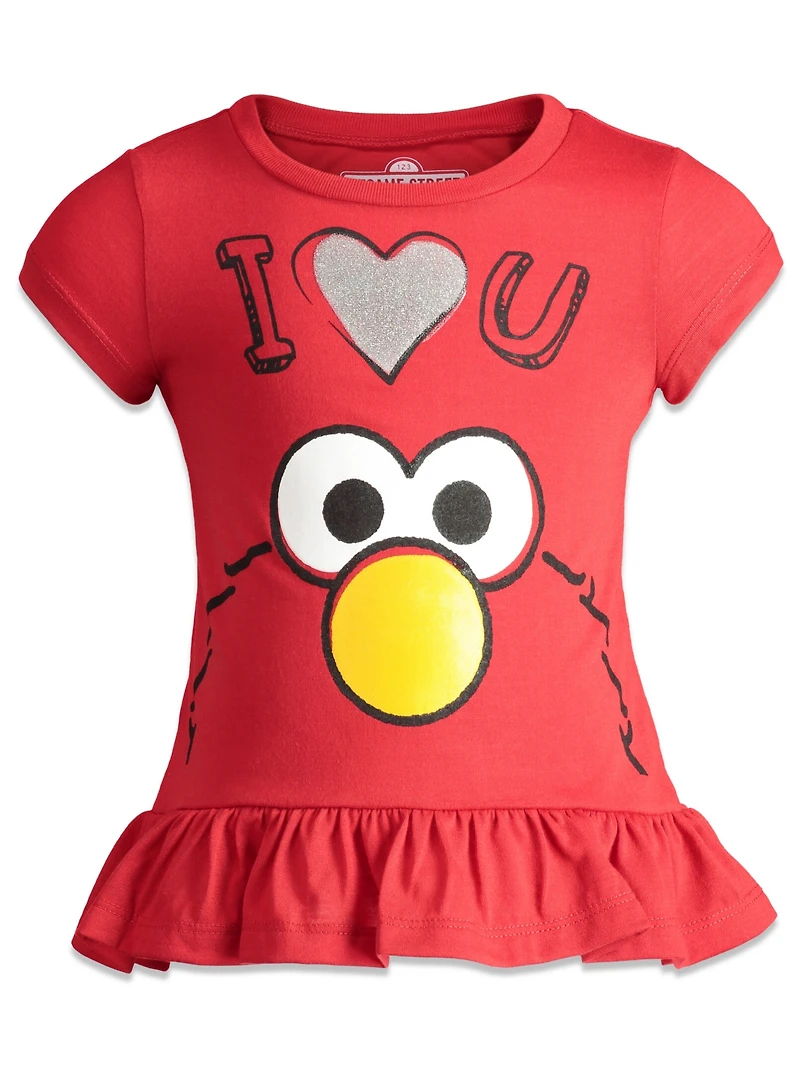 Sesame Street Toddler Girls Elmo Bird Cookie Monster T-Shirt and Leggings Outfit Set Toddler|Child