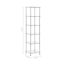 6-Tier Shelf Transparent 15.7"x15.7"x63" Tempered Glass