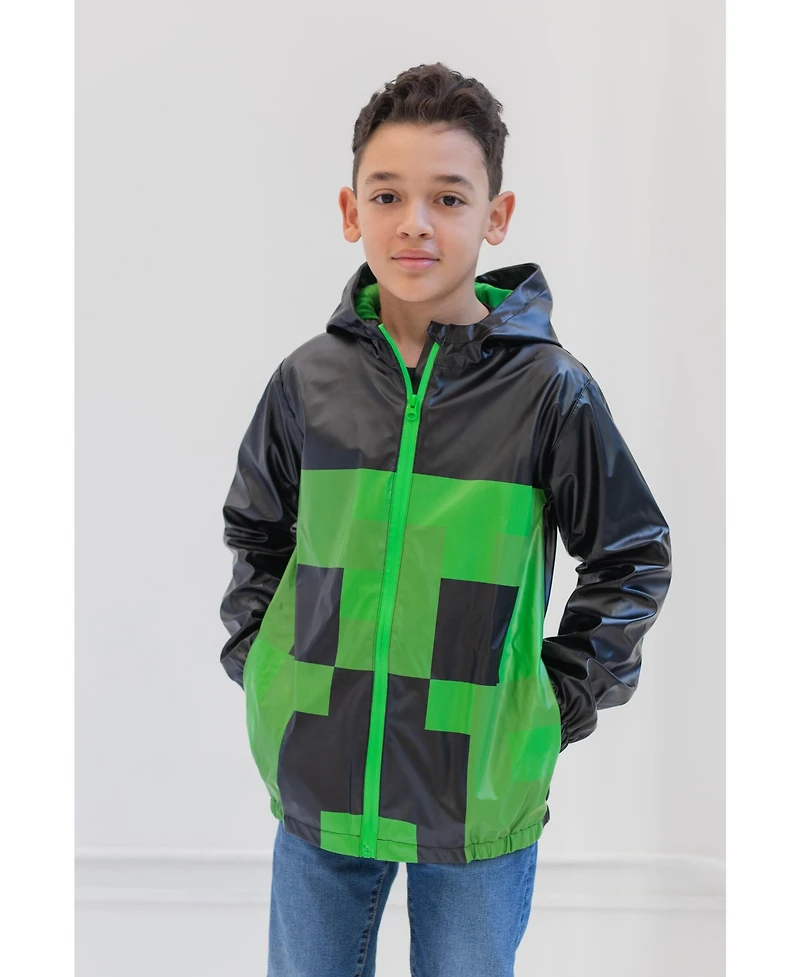 Minecraft Creeper Boys Zip Up Raincoat Jacket Toddler| Child