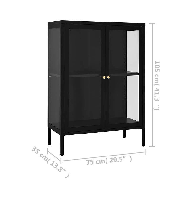 Sideboard Black 29.5"x13.8"x41.3" Steel and Glass