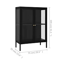 Sideboard Black 29.5"x13.8"x41.3" Steel and Glass