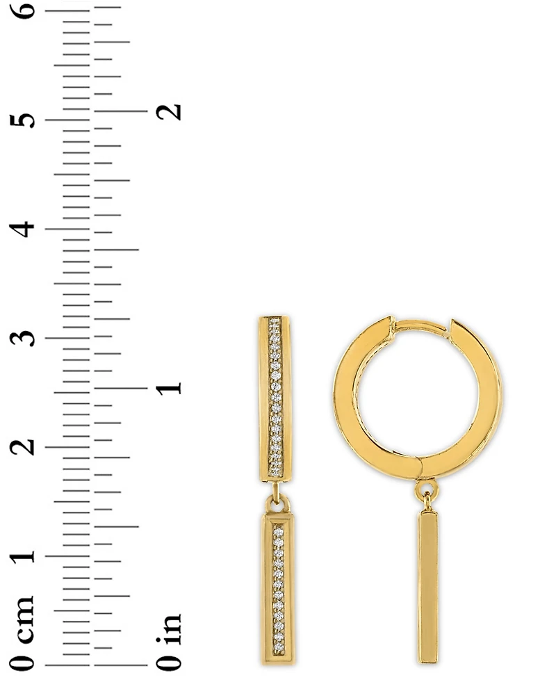 Esquire Men's Jewelry Diamond Bar Dangle Bar Hoop Earrings (1/5 ct. t.w.) in 14k Gold-Plated Sterling Silver, Created for Macy's