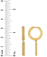 Esquire Men's Jewelry Diamond Bar Dangle Bar Hoop Earrings (1/5 ct. t.w.) in 14k Gold-Plated Sterling Silver, Created for Macy's