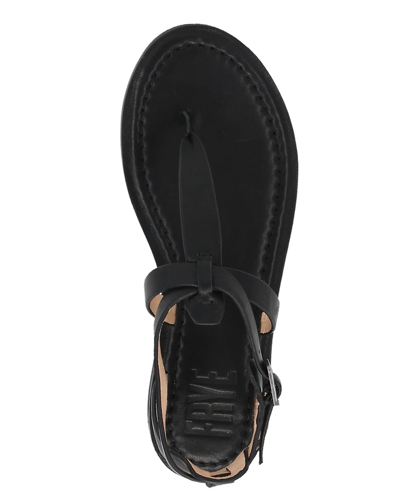 Frye Women's Taylor Thong Leather Flat Sandals - Black