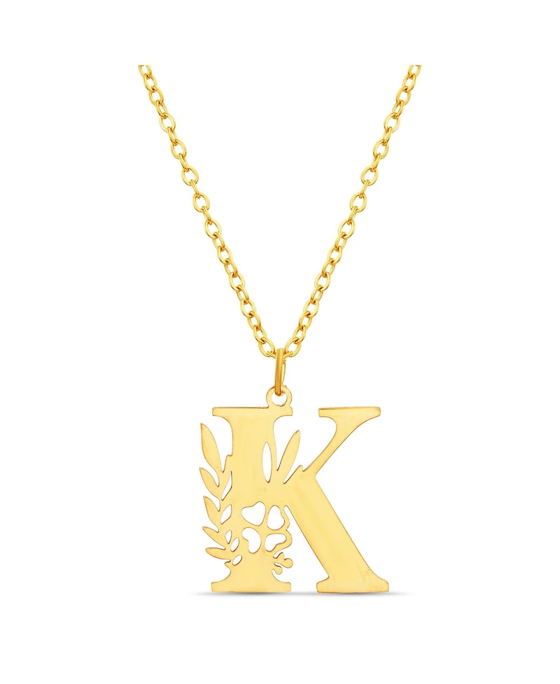 kensie Floral Cut Out Initial Letter Pendant Necklace