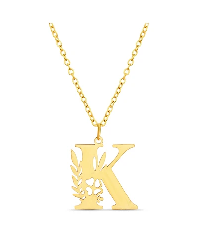 kensie Floral Cut Out Initial Letter Pendant Necklace