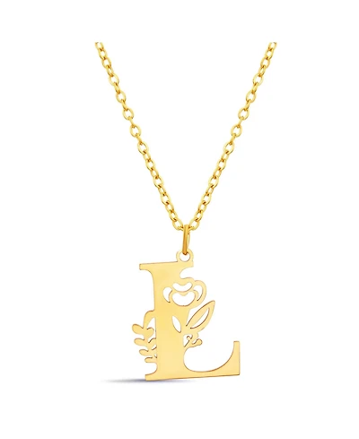 kensie Floral Cut Out Initial Letter Pendant Necklace