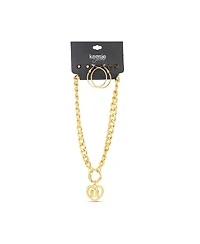 kensie Heart and Locked Charm Necklace and 3 Pair of Earrings Set