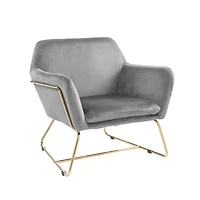 Simplie Fun Keira Velvet Accent Chair With Metal Base