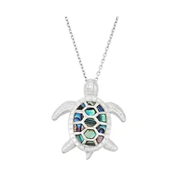 Sterling Silver Abalone Turtle Pendant Necklace