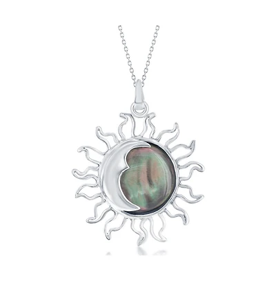 Sterling Silver Sun & Moon Abalone Pendant Necklace