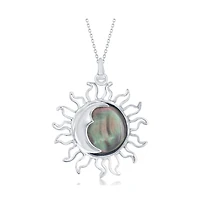 Sterling Silver Sun & Moon Abalone Pendant Necklace