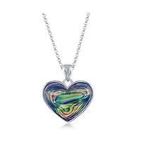 Sterling Silver Abalone Heart Pendant Necklace