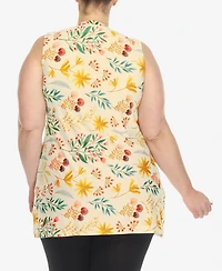 White Mark Plus Floral Sleeveless Tunic Top