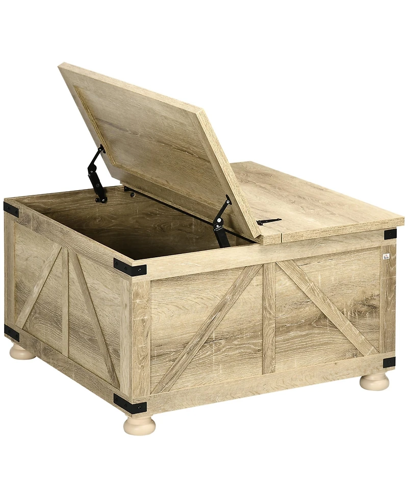 Homcom Farmhouse Table with Storage, Large Square Table,