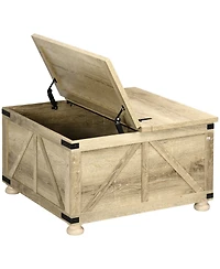 Homcom Farmhouse Table with Storage, Large Square Table,