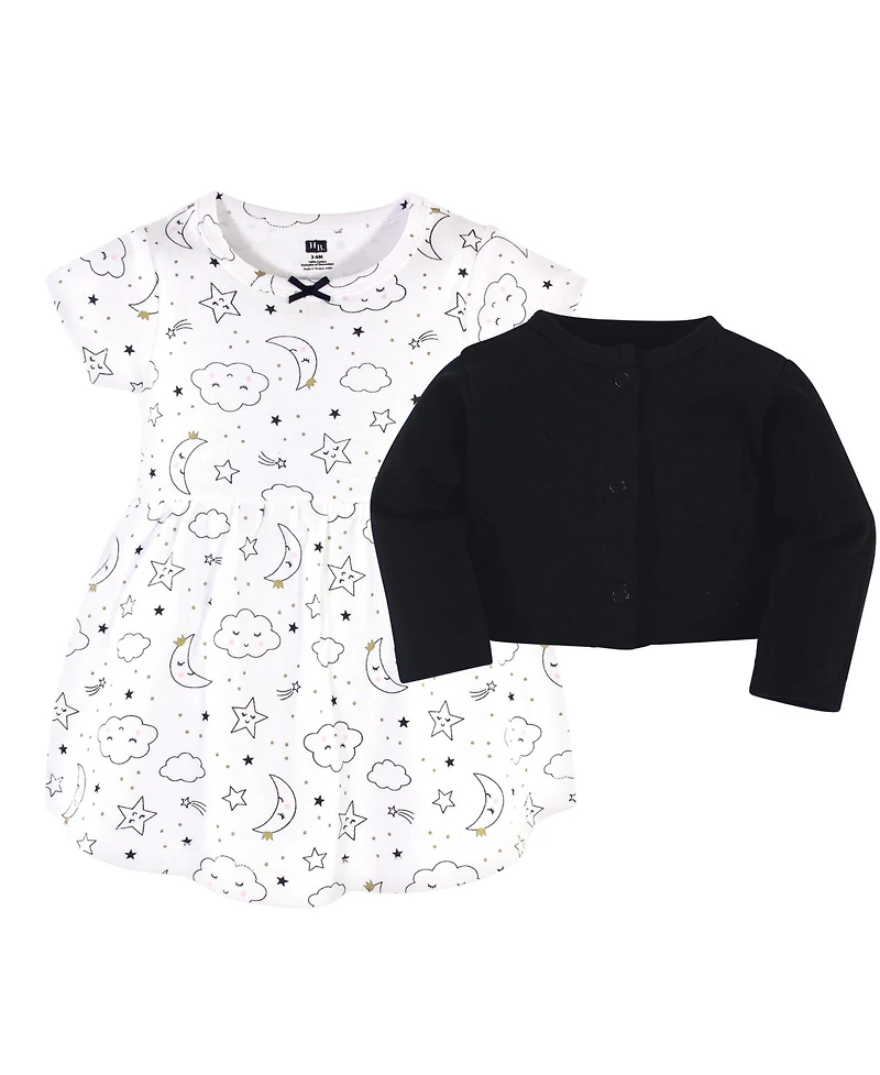 Hudson Baby Toddler Girls Cotton Dress and Cardigan Set