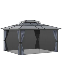 Outsunny 10x12 Hardtop Gazebo Permanent Pavilion, Light