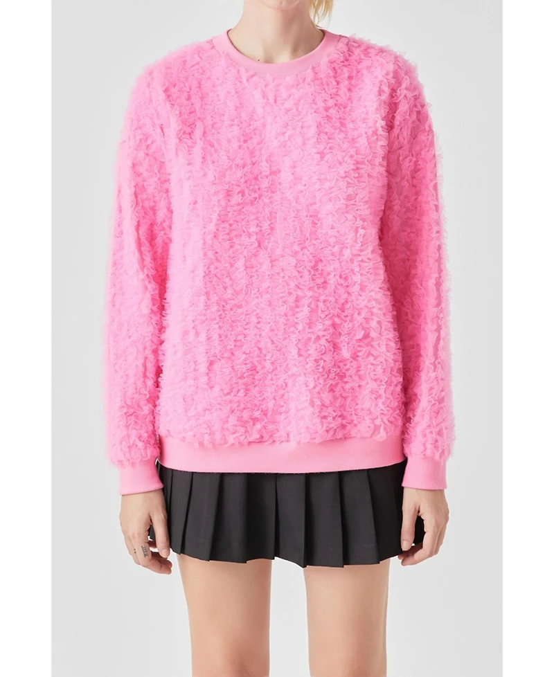 Grey Lab Women's Tulle Oversize Sweater