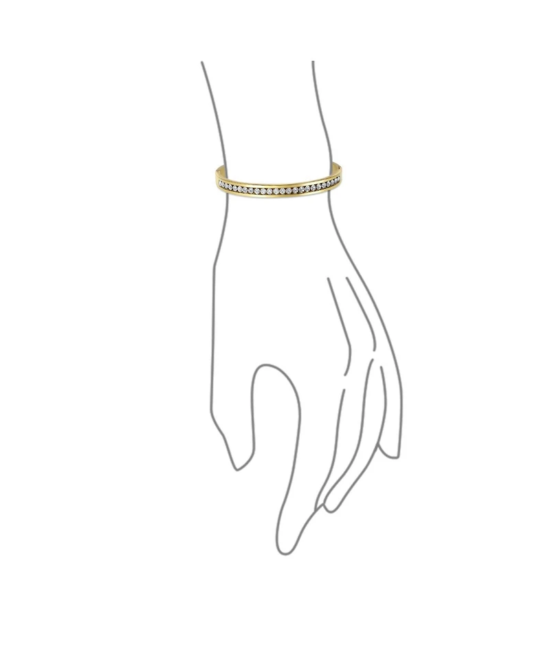 Bling Jewelry Channel Set White Cubic Zirconia Cz Stackable Bangle Bracelet Prom Stainless Steel