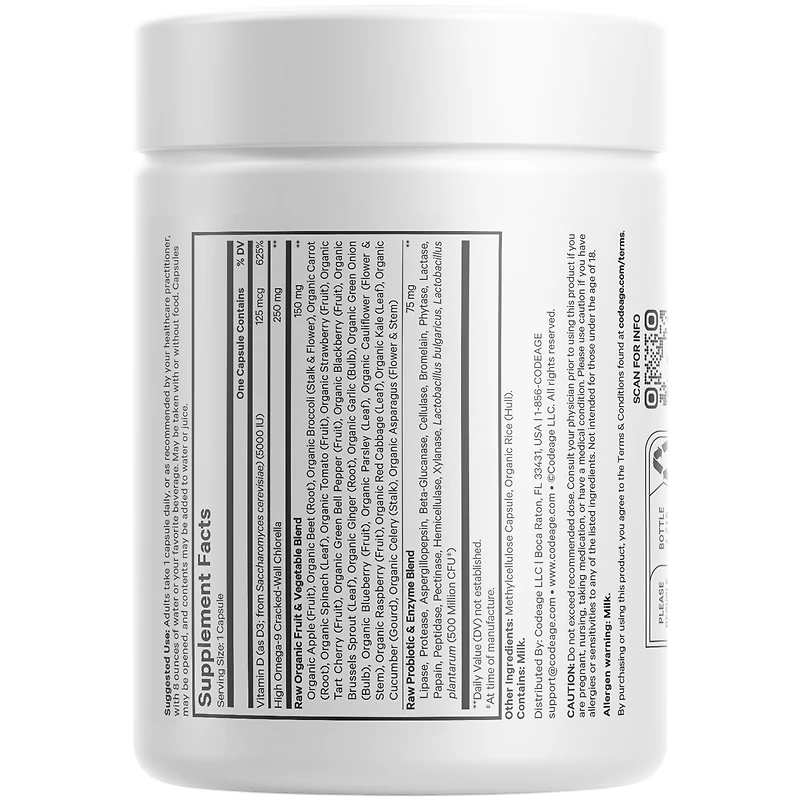 Codeage Raw Vitamin D3+ High Potency 5000 Iu Supplement From Saccharomyces Cerevisiae