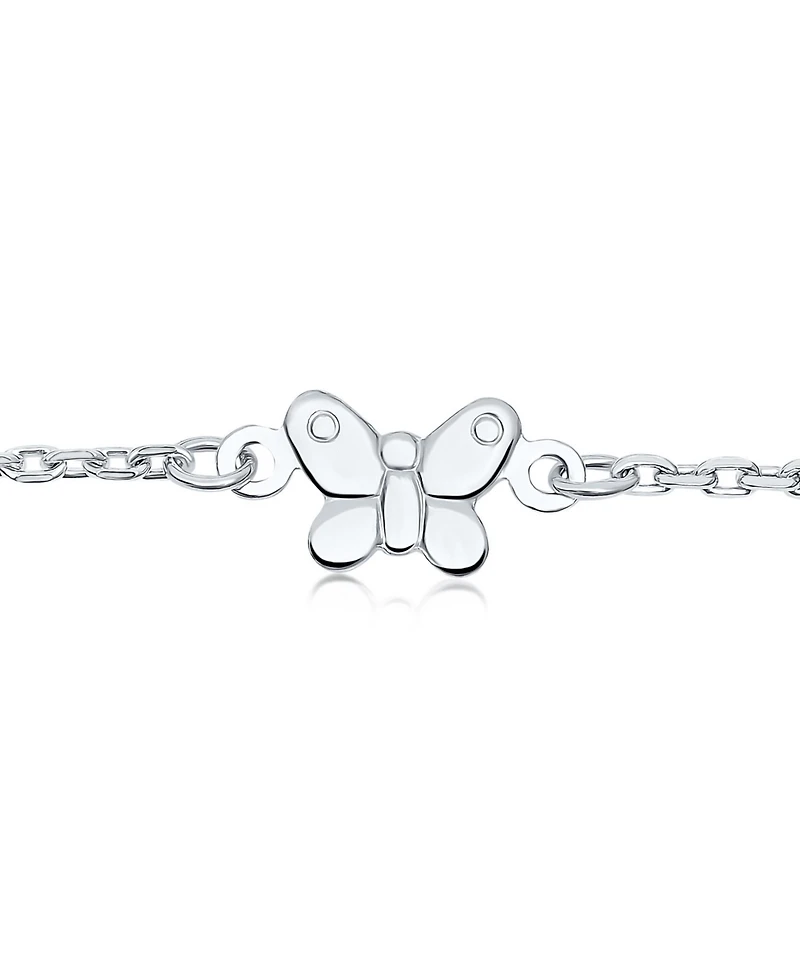 Bling Jewelry Nature Garden Multi Station Charm Butterfly Anklet Foot Ankle Bracelet Sterling Silver Adjustable 9 To 10 Inch