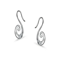 Bling Jewelry Artisan Tribal Flower Blossom Swirl Wire Spiral Pull Through Hoop Threader Earrings Sterling Silver