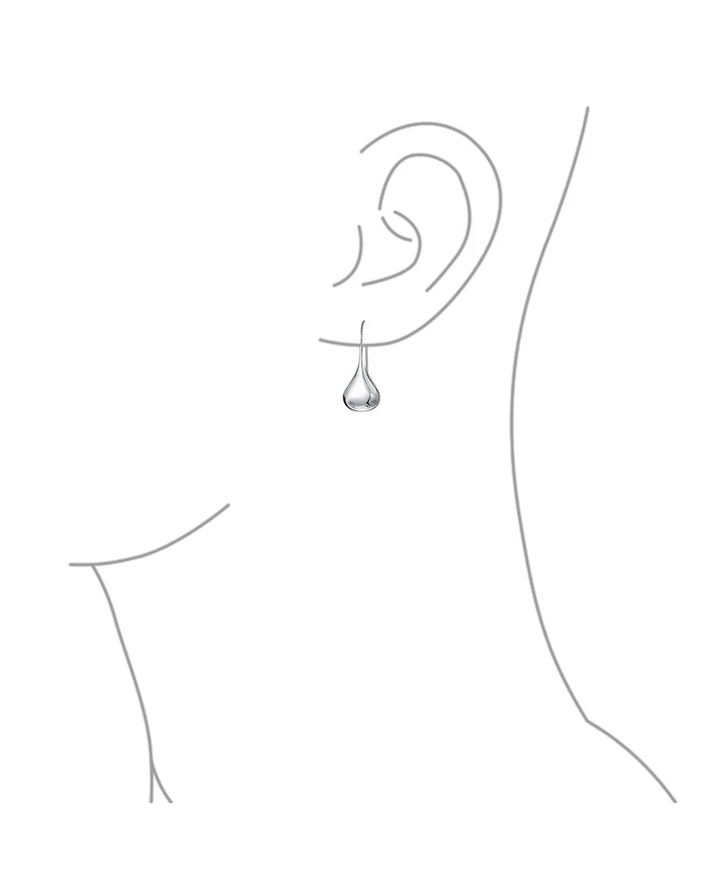 Bling Jewelry Simple Plain Puffed Teardrop Pear Shaped Rain Drop Earrings Fishhook Threader Polish Sterling Silver 1.2 Inch