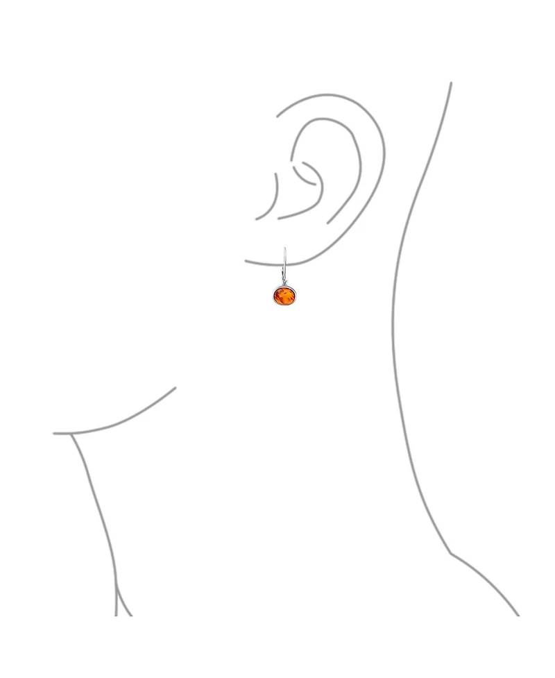 Bling Jewelry Simple Bezel Set Dangle Earrings with Amber Jade Moonstone Onyx