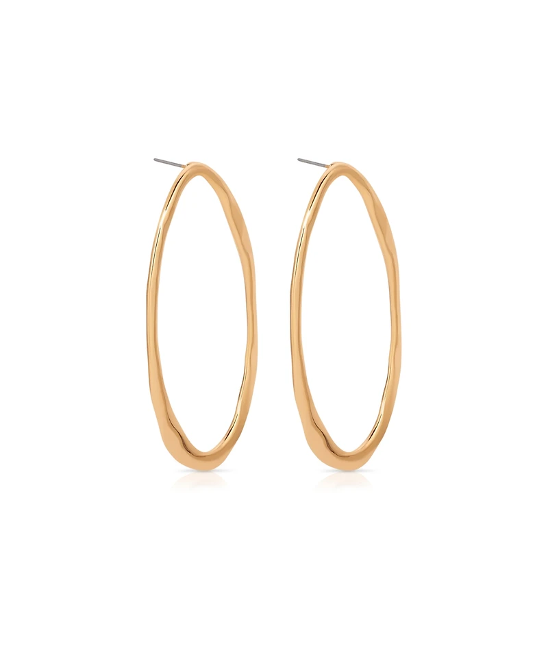 Ettika Hammered 18K Gold-Plated Large Oval Earrings
