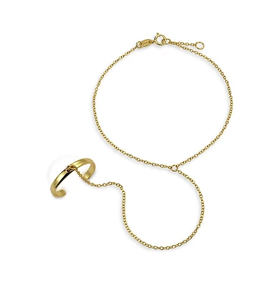 Bling Jewelry Trendy Delicate Hand Chain Dancer Slave Bracelet For Women And Ring Sterling Silver Adjustable