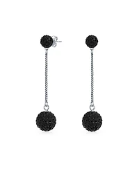 Bling Jewelry Black Red White Crystal Pave Disco Ball Dangle Earrings Sterling Silver